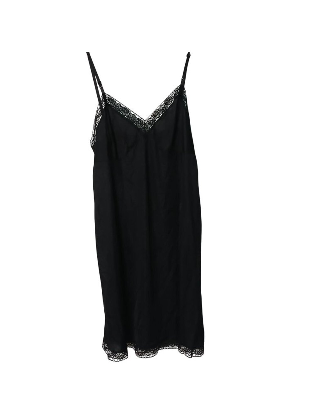 Vanity Fair Black Nylon Full Slip Size 40 Lace Trim Adj Straps Style 10-103 #D42